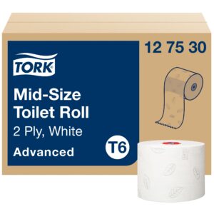Tork Mid-size Rollo de Papel Higiénico Advanced T6, Blanco